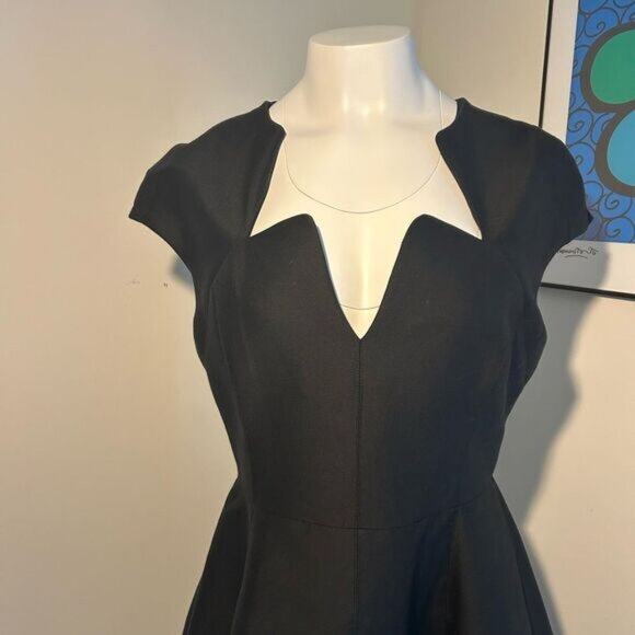 Halston Heritage Black A-line Mini Dress Size 10 - Picture 2 of 11